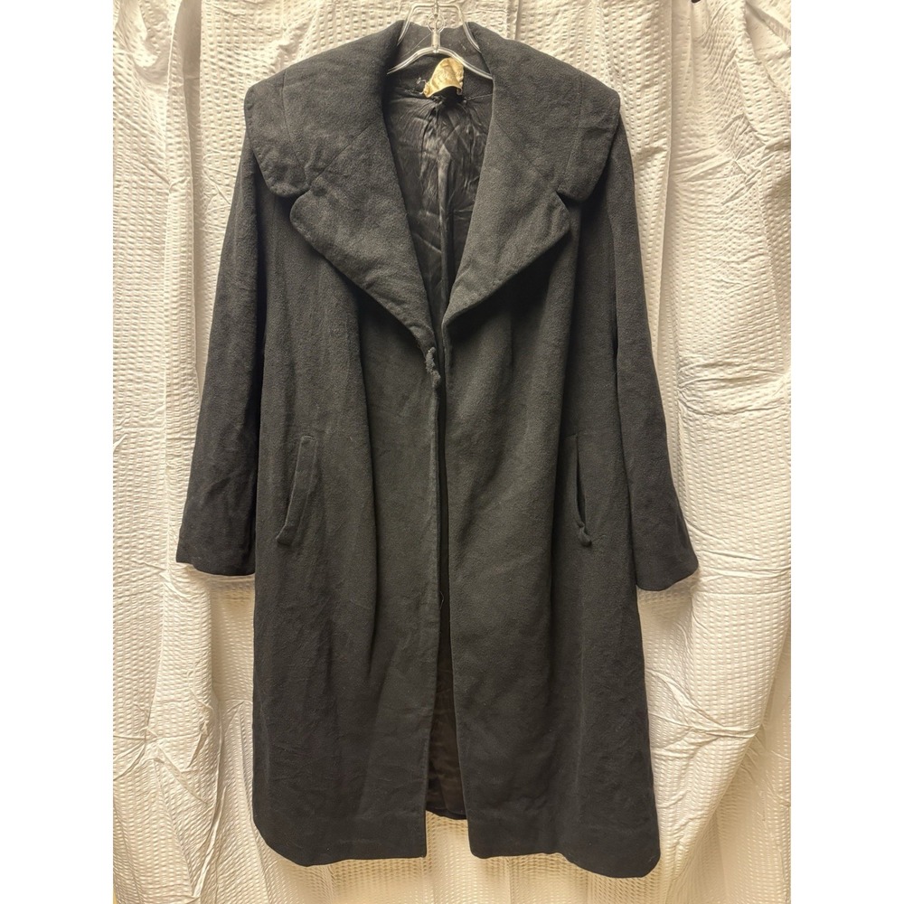 Vintage 1950s Early 1960s Bernard Altmann 100%‎ Cashmere Coat Union Made Black